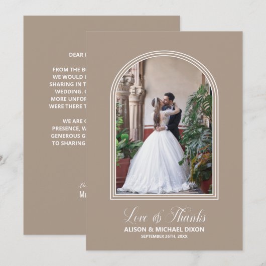 Elegante foto boog bruiloft dank u kaart (Voorkant / Achterkant)
