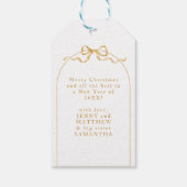 Elegante foto-boog chic kerst cadeaulabel (Achterkant)