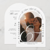 Elegante foto boog kalligrafie bruiloft kaart (Voorkant / Achterkant)