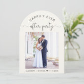 Elegante foto boogcrème bruiloft receptie kaart (Staand voorkant)