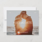 Elegante foto bordeaux save-the-date kaart (Voorkant)