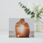Elegante foto bordeaux save-the-date kaart (Staand voorkant)