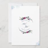 Elegante foto Bourgogne Berry Blauw krans bruiloft Save The Date (Achterkant)