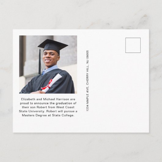 Elegante foto Bourgogne Gold College Afstuderen Aankondigingskaart (Achterkant)