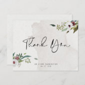 Elegante foto Bourgogne groen Waterverf Bedankkaart (Voorkant / Achterkant)