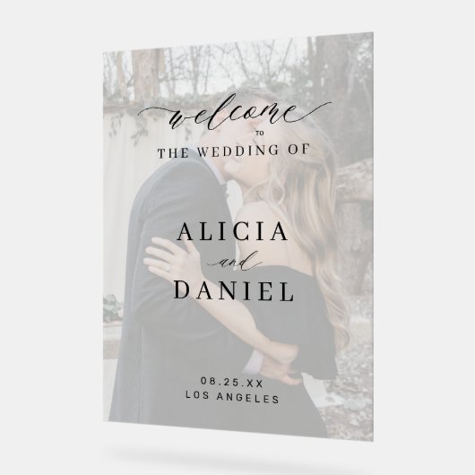 Elegante foto bruiloft acryl welkomstbord acryl bord (Hoek)