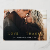 Elegante foto bruiloft Bedankt Gold Foil Kaart (Voorkant)