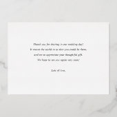 Elegante foto bruiloft Bedankt Gold Foil Kaart (Achterkant)