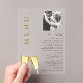Elegante foto bruiloft Champagne Menu Acryl Uitnodigingen (Insitu (Draagbaar))