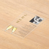 Elegante foto bruiloft Champagne Menu Acryl Uitnodigingen (Laagn)