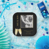 Elegante foto bruiloft champagne papieren bordje (Feest)