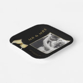 Elegante foto bruiloft champagne papieren bordje (Gebogen)