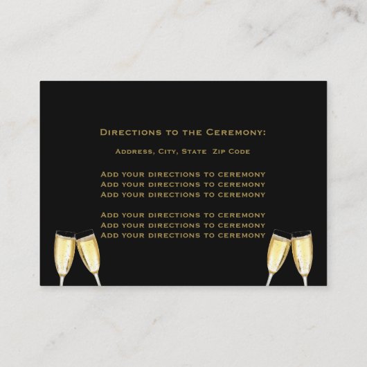 Elegante foto bruiloft Champagne Routebeschrijving Informatiekaartje (Achterkant)
