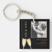 Elegante foto, bruiloft champagne sleutelhanger (voorkant)