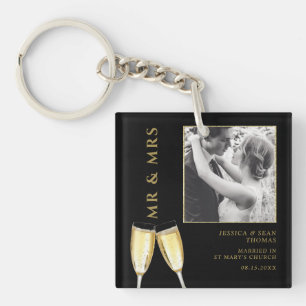 Elegante foto, bruiloft champagne sleutelhanger