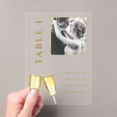 Elegante foto bruiloft champagne tafel nummer acryl uitnodigingen (Insitu (Draagbaar))