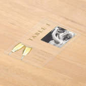 Elegante foto bruiloft champagne tafel nummer acryl uitnodigingen (Laagn)