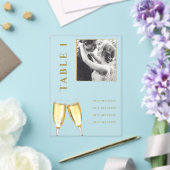 Elegante foto bruiloft champagne tafel nummer acryl uitnodigingen (Insitu (Huwelijk))