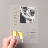 Elegante foto bruiloft champagne tafel nummer acryl uitnodigingen (Insitu (Draagbaar))