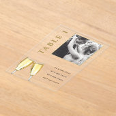 Elegante foto bruiloft champagne tafel nummer acryl uitnodigingen (Laagn)