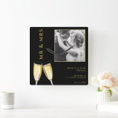 Elegante foto, bruiloft champagne vierkante klok (Huis)