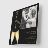 Elegante foto, bruiloft champagne vierkante klok (Hoek)