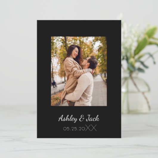 Elegante foto bruiloft dank je uitnodiging (Staand voorkant)