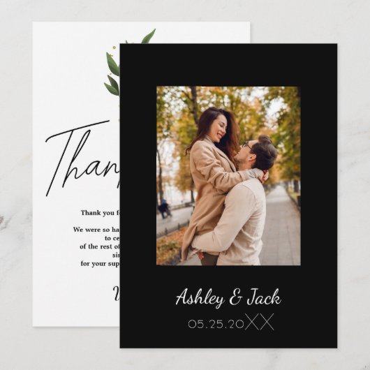 Elegante foto bruiloft dank je uitnodiging (Voorkant / Achterkant)