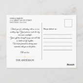 Elegante foto bruiloft dank u Briefkaart (Achterkant)