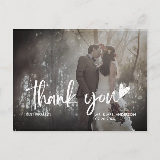 Elegante foto bruiloft dank u Briefkaart (Voorkant)