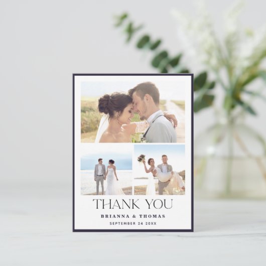 Elegante foto bruiloft dank u Briefkaart (Staand voorkant)