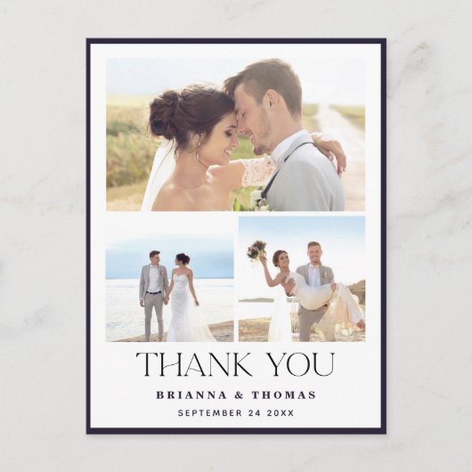 Elegante foto bruiloft dank u Briefkaart (Voorkant)