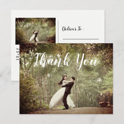Elegante foto bruiloft dank u Briefkaart (Voorkant / Achterkant)