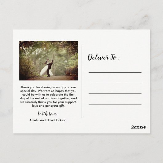 Elegante foto bruiloft dank u Briefkaart (Achterkant)