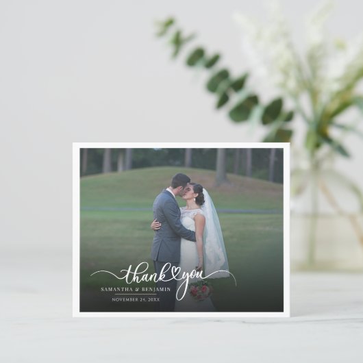 Elegante foto bruiloft dank u kaart (Staand voorkant)