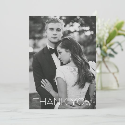 Elegante foto bruiloft dank u kaart (Staand voorkant)