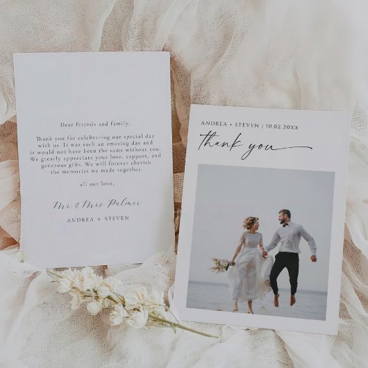 Elegante foto bruiloft dank u kaart