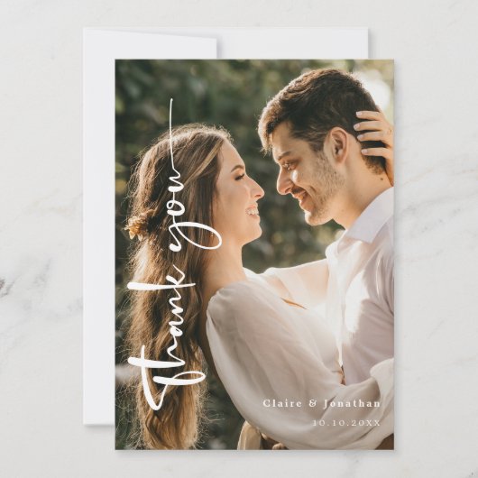 Elegante foto bruiloft dank u kaart gepersonalisee (Voorkant)