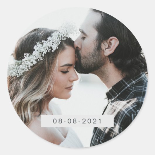 Elegante foto bruiloft datum envelop zegel (Voorkant)