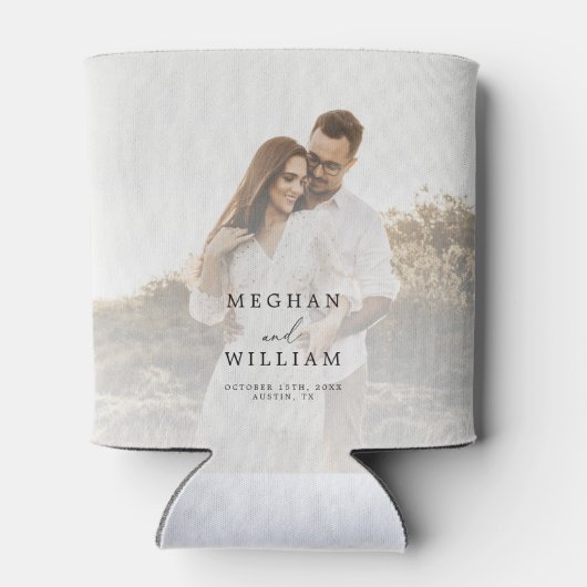 Elegante foto bruiloft gunst blikjeskoeler (Achterkant)