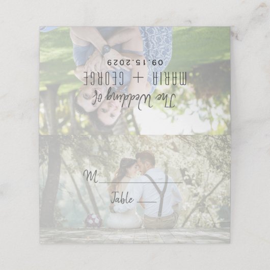 Elegante foto bruiloft plaats kaart plaatskaartje (Buitenkant ongevouwen)