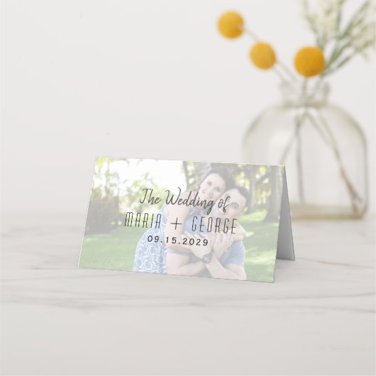Elegante foto bruiloft plaats kaart plaatskaartje (Achterkant)