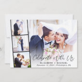 Elegante foto bruiloft receptie kaart (Voorkant)