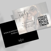 Elegante foto bruiloft RSVP QR-code Kaartje