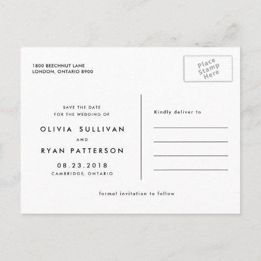 Elegante foto bruiloft save the date aankondigingskaart (Achterkant)