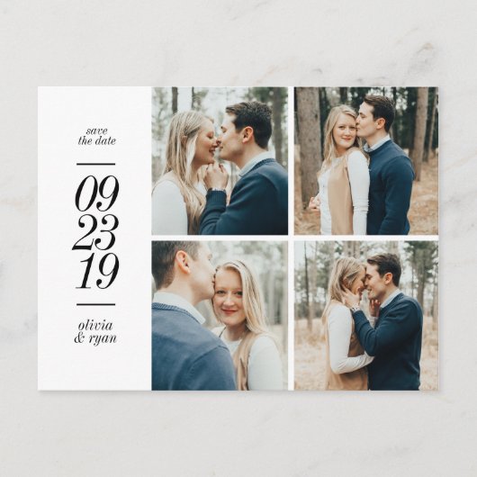 Elegante foto bruiloft save the date aankondigingskaart (Voorkant)