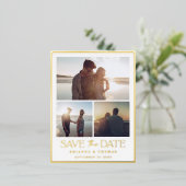 Elegante foto bruiloft Save the Date Gold Folie Uitnodiging Briefkaart (Staand Voorkant)