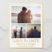 Elegante foto bruiloft Save the Date Gold Folie Uitnodiging Briefkaart (Voorkant)