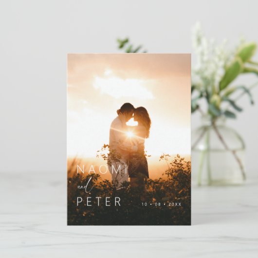 Elegante foto bruiloft Save the Date Kaart (Staand voorkant)