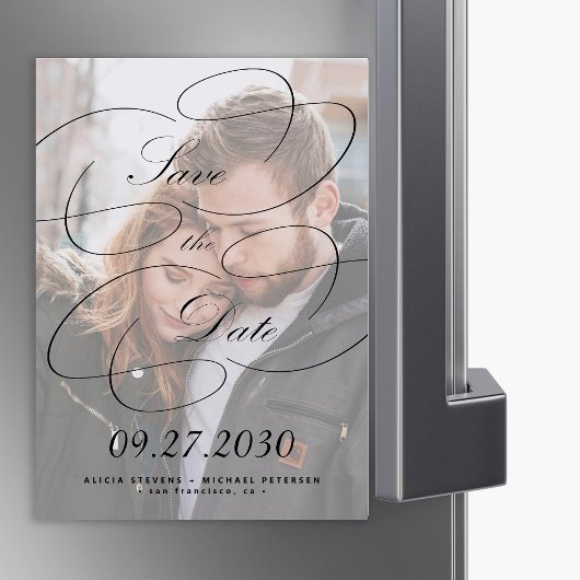 Elegante foto bruiloft save the date magnetische uitnodiging